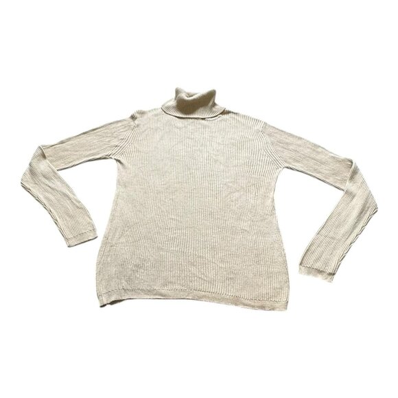 Brooks Brothers Tops - Brooks Brothers 100% Silk Turtleneck Sweater Beige Ribbed Knit Women’s M